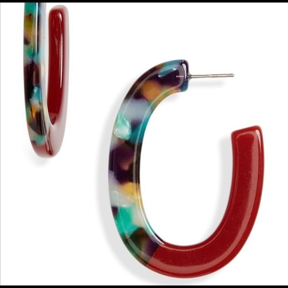 SOLD OUT NEW Madewell Oval Acrylic Hoop Earrings - Picture 2 of 4